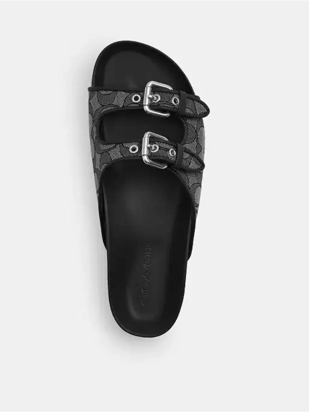 Coach Two Buckle Sandal in Black Jacquard. Size 7